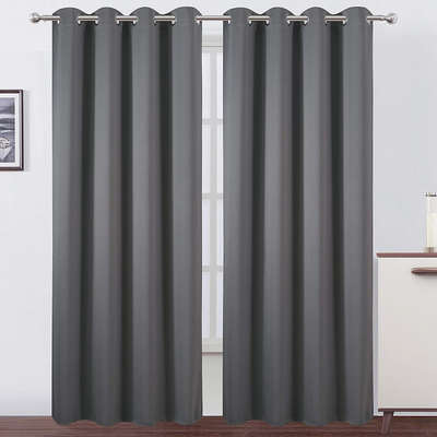 LEMOMO Grey Blackout Curtains/52 x 95 Inch/Set of 2 Panels Thermal Insulated Room Darkening Curtains for Bedroom