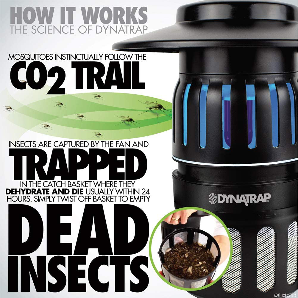 DynaTrap DT1260 ½ Acre Mosquito and Insect Trap Twist On/Off with Pole Mount – Black