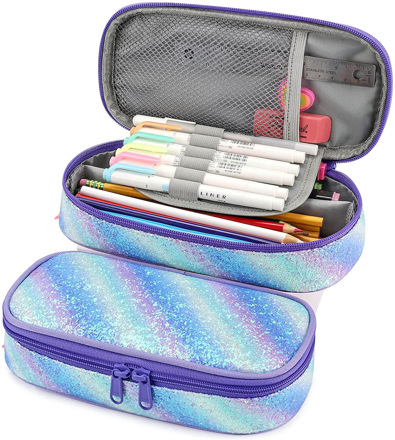 Pencil Case for Kids Glitter Little Girls Pen Pouch