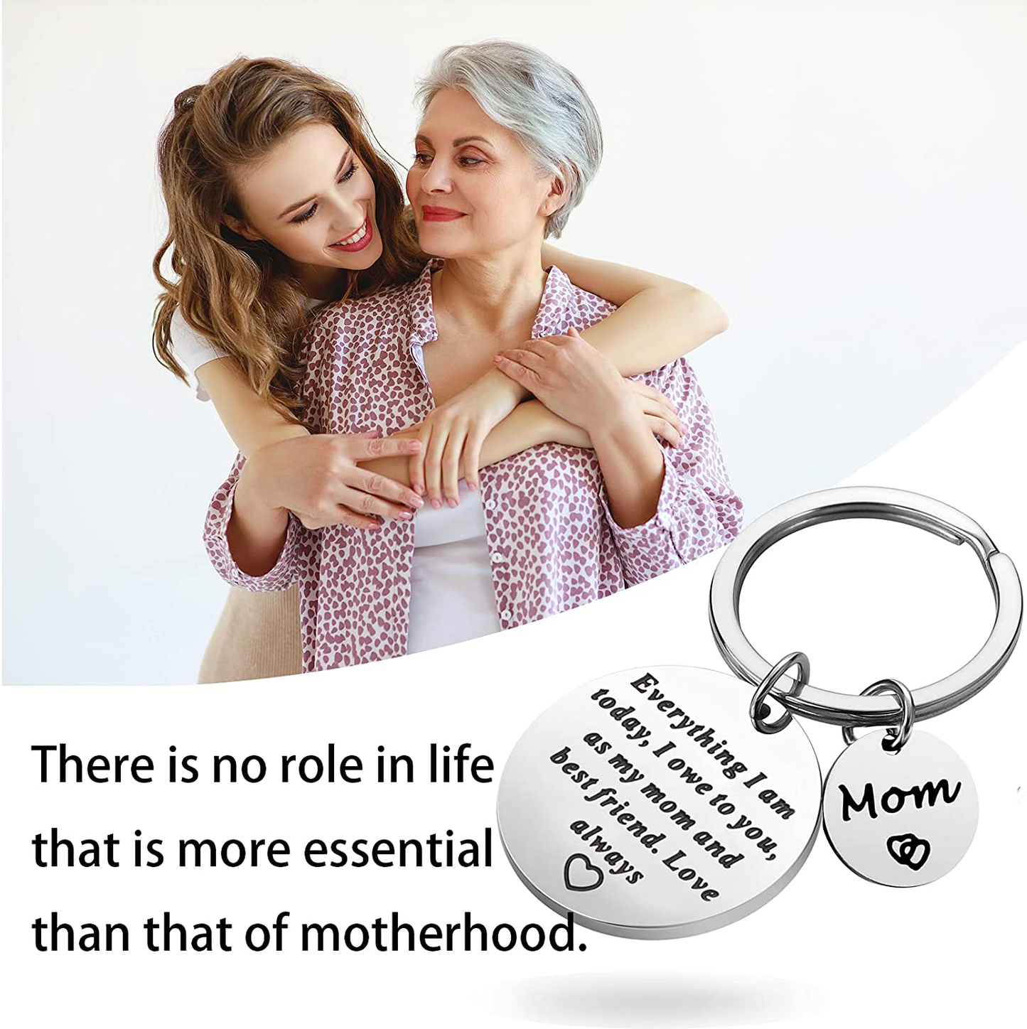 Gaoikerr Mother Day Keychain,Mom Birthday Gifts from Daughter Keychain-As My Mom and Best Friend,Love Always