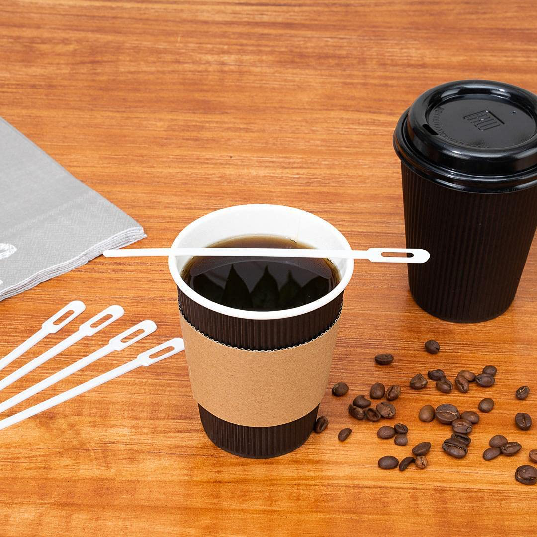 White Plastic Keyhole Coffee Stirrer - 6 1/4" - 100 count box - Restaurantware
