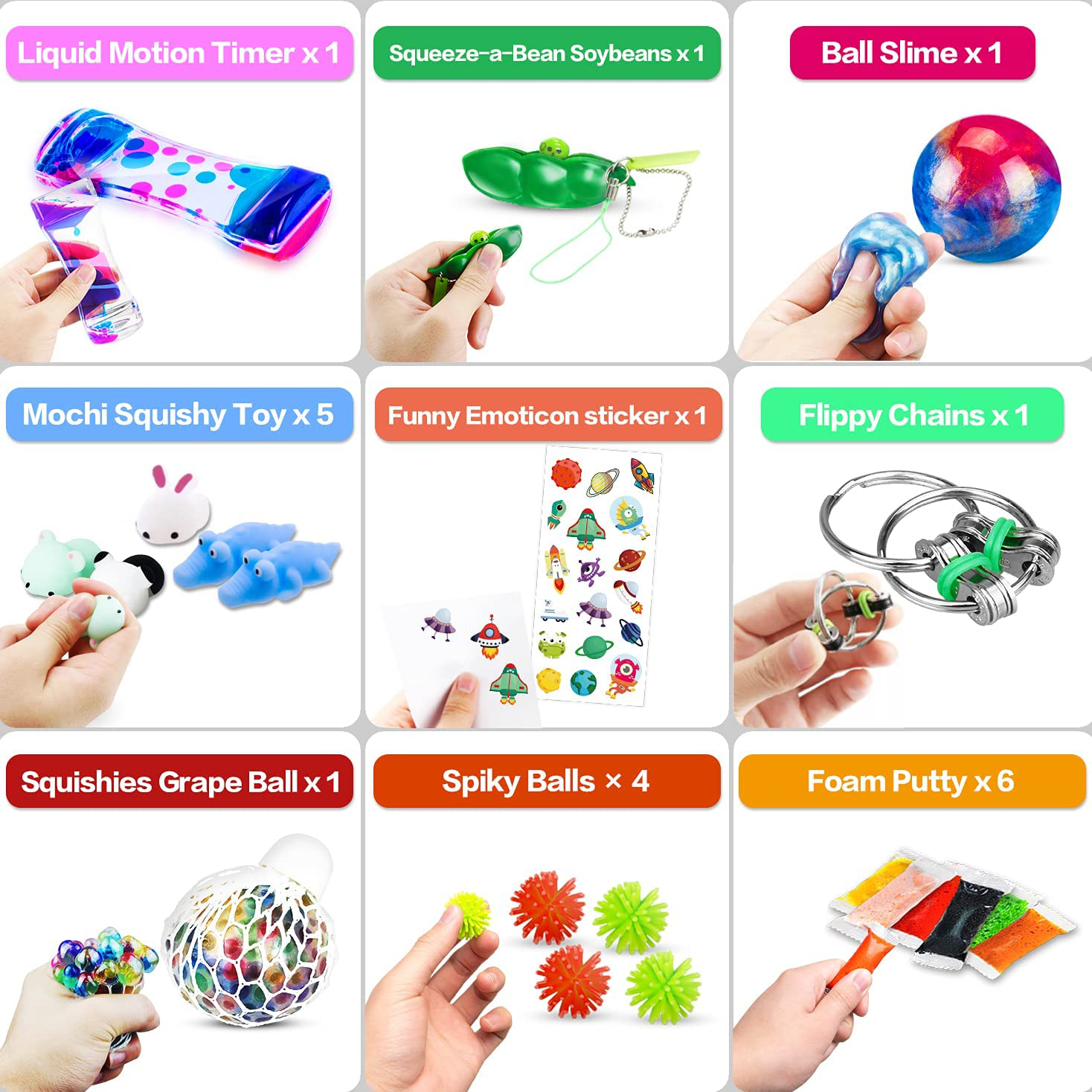 Hhobby Stars 42 Pcs Sensory Fidget Toys Pack, Stress Relief & Anxiety Relief Tools Bundle Figetget Toys Set for Kids Adults, Autistic ADHD Toys, Stress Balls Infinity Cube Marble Mesh Fidgets Box