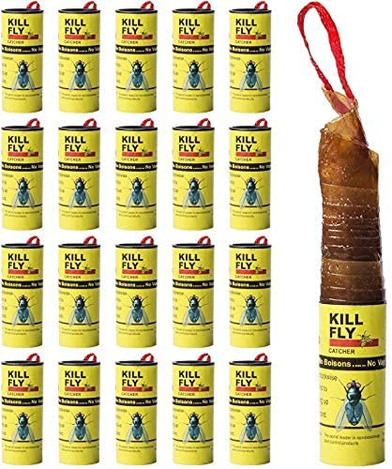 24 Pack Sticky Fly Paper Indoor, Fly Tape Ribbon, Fruit Fly Traps for Kitchen, Fruit Fly Strips Catcher