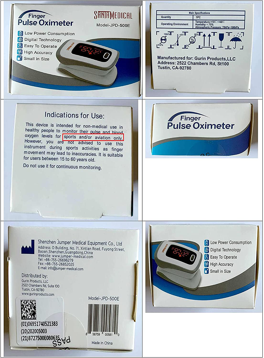Fingertip Pulse Oximeter, Blood Oxygen Saturation Monitor (Spo2) with Pulse Rate Measurements and Pulse Bar Graph, Portable Digital Reading LED Display, Batteries and Carry Case Included