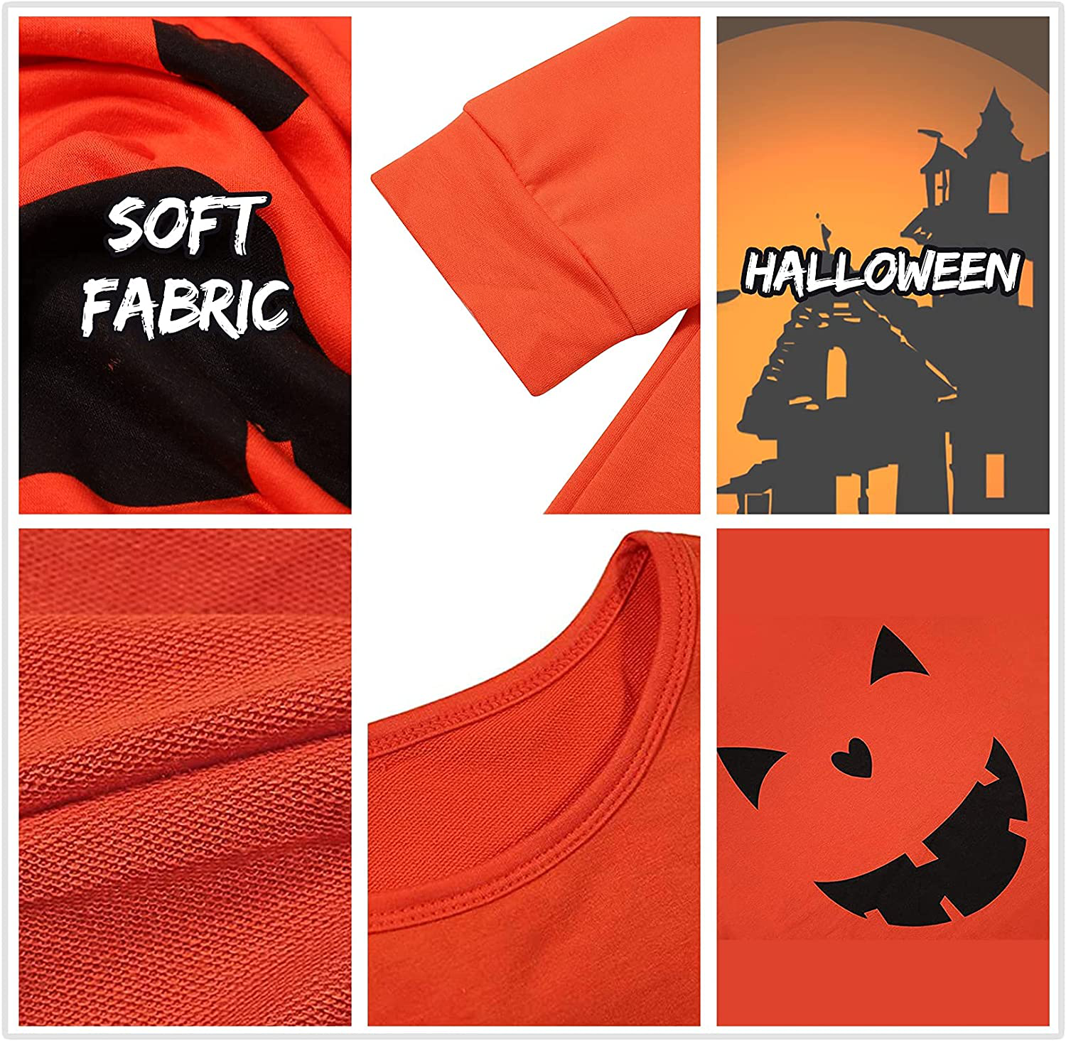 Women's Halloween Pumpkin Face Long Sleeve Sweatshirts Lightweight Casual Pullover Tops