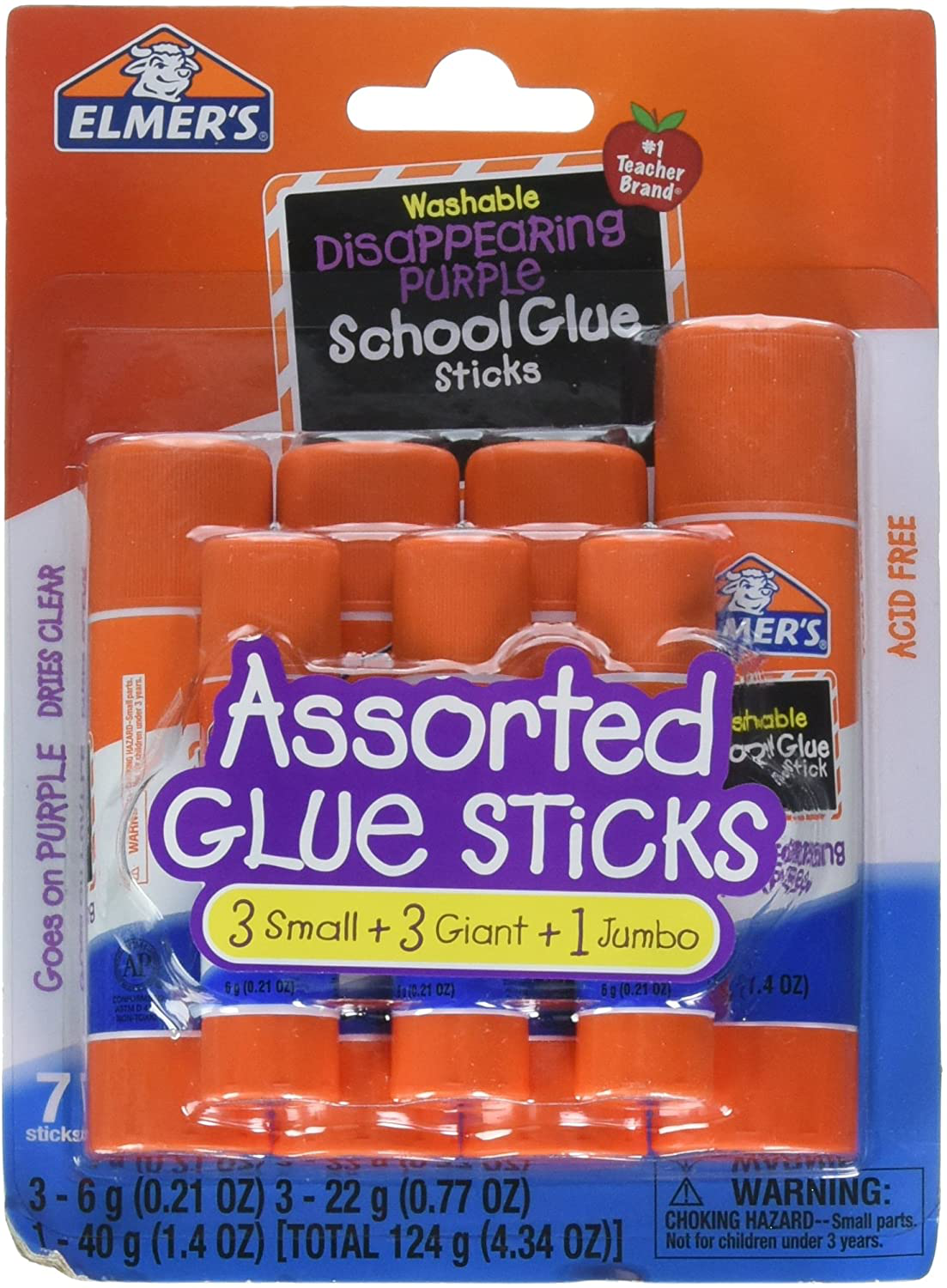 Elmer's Disappearing Purple School Glue Stick, 0.77 oz, Single or Multi Packs