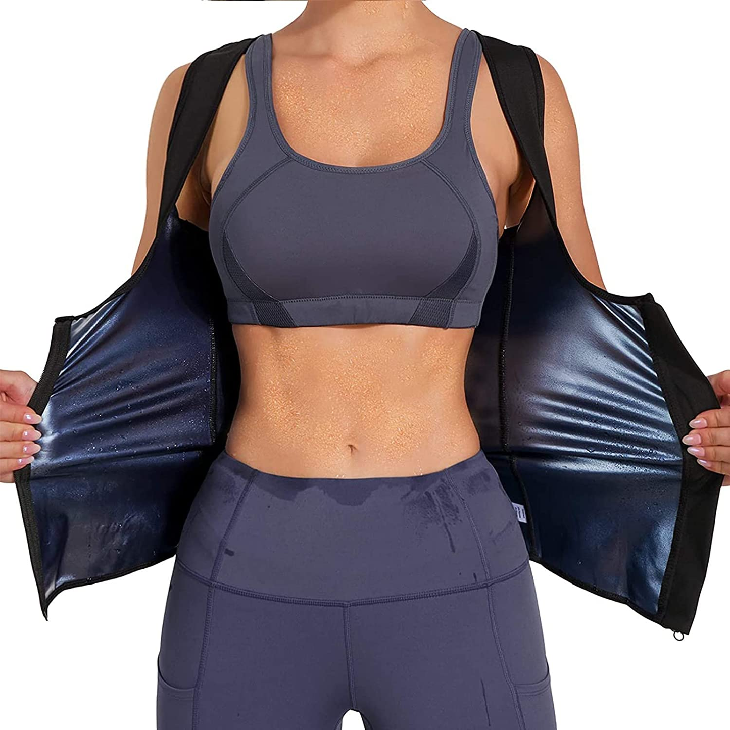 Sauna Vest for Women, Sauna Suit Waist Trainer Shirt for Women Sweat Tank Top Shaper for Women with Zipper