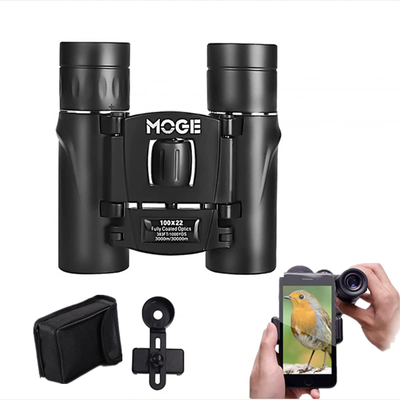 10X22 Binoculars for Adults with Universal Mobile Phone Adapter, Foldable Portable HD Lens, Bak 4 Prism, Binoculars Suitable for Bird Watching, Hunting and Traveling