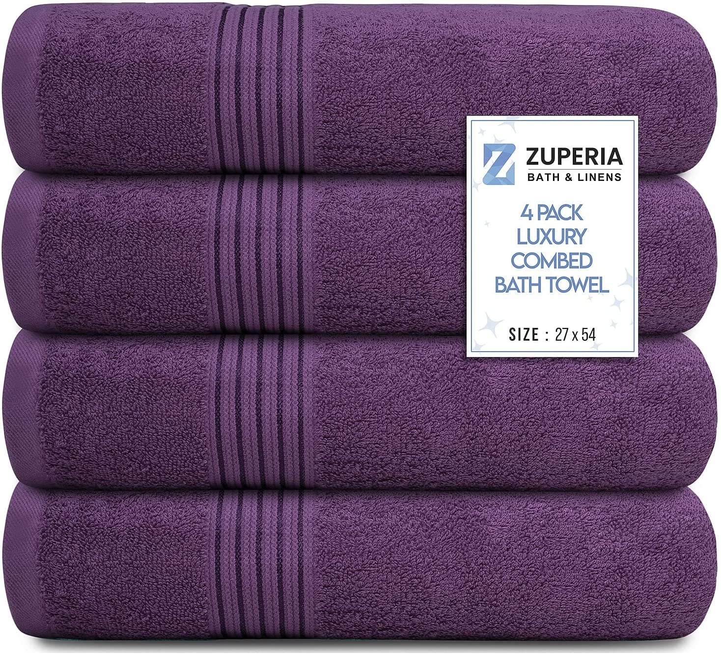 Bath Towels 27" X 54" Set of 4 Ultra Soft 600 GSM 100% Combed Cotton Large Towels for Bathroom, Highly Absorbent Daily Usage Bath Towel Set Ideal for Pool, Home, Gym, Spa, Hotel (Blue)