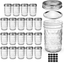 Mason Jars 8 OZ, AIVIKI Glass Regular Mouth Canning Jars with Silver Metal Airtight Lids and Bands for Sealing, Canning, Dry Food, Preserving, Jam, Honey, Jelly, Meal Prep, Overnight Oats, Food Storage, Salads 20 Pack 20 Whiteboard Labels