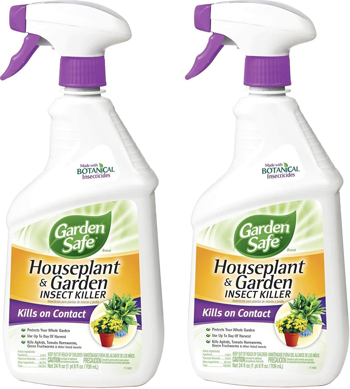 Garden Safe 80422 Houseplant and Garden Insect Killer 24-Ounce Spray, 2 Pack