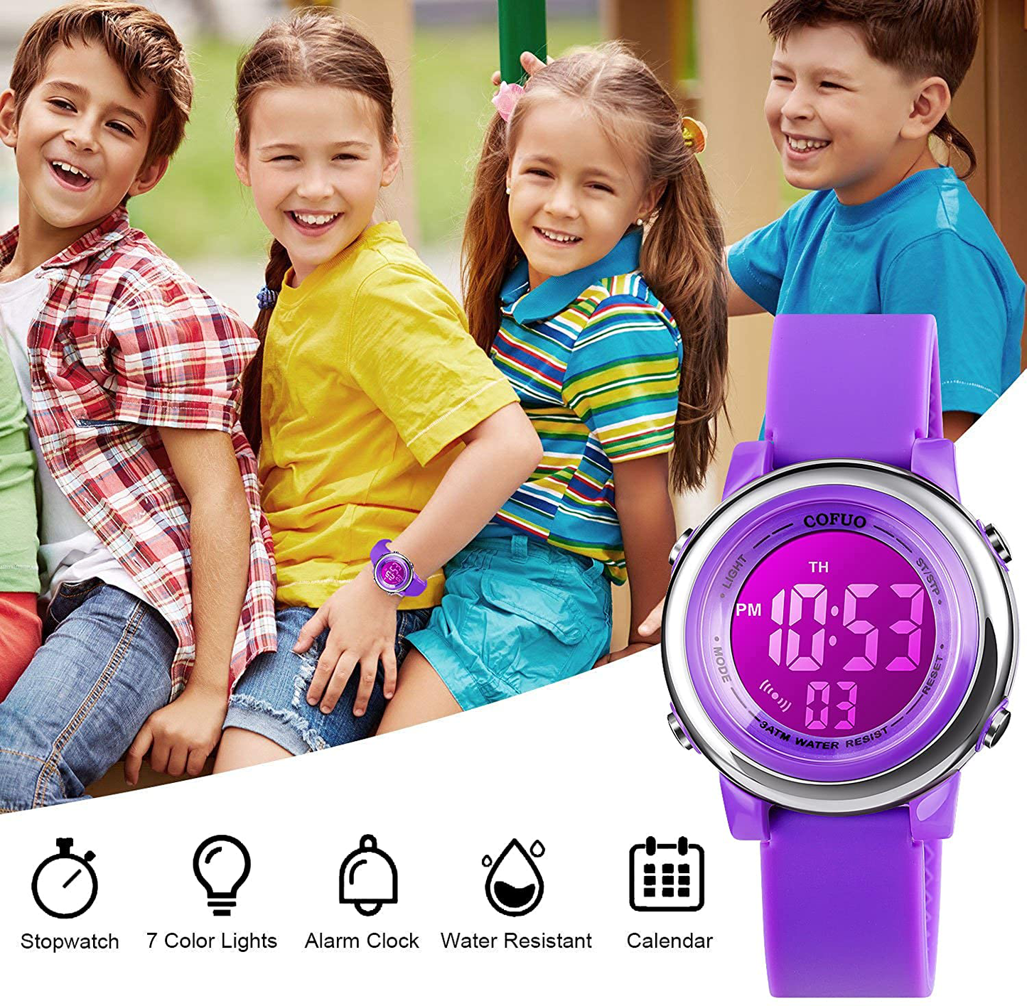 Kids Digital Sport Waterproof Watch for Girls Boys, Kid Sports Outdoor LED Electrical Watches with Luminous Alarm Stopwatch Child Wristwatch