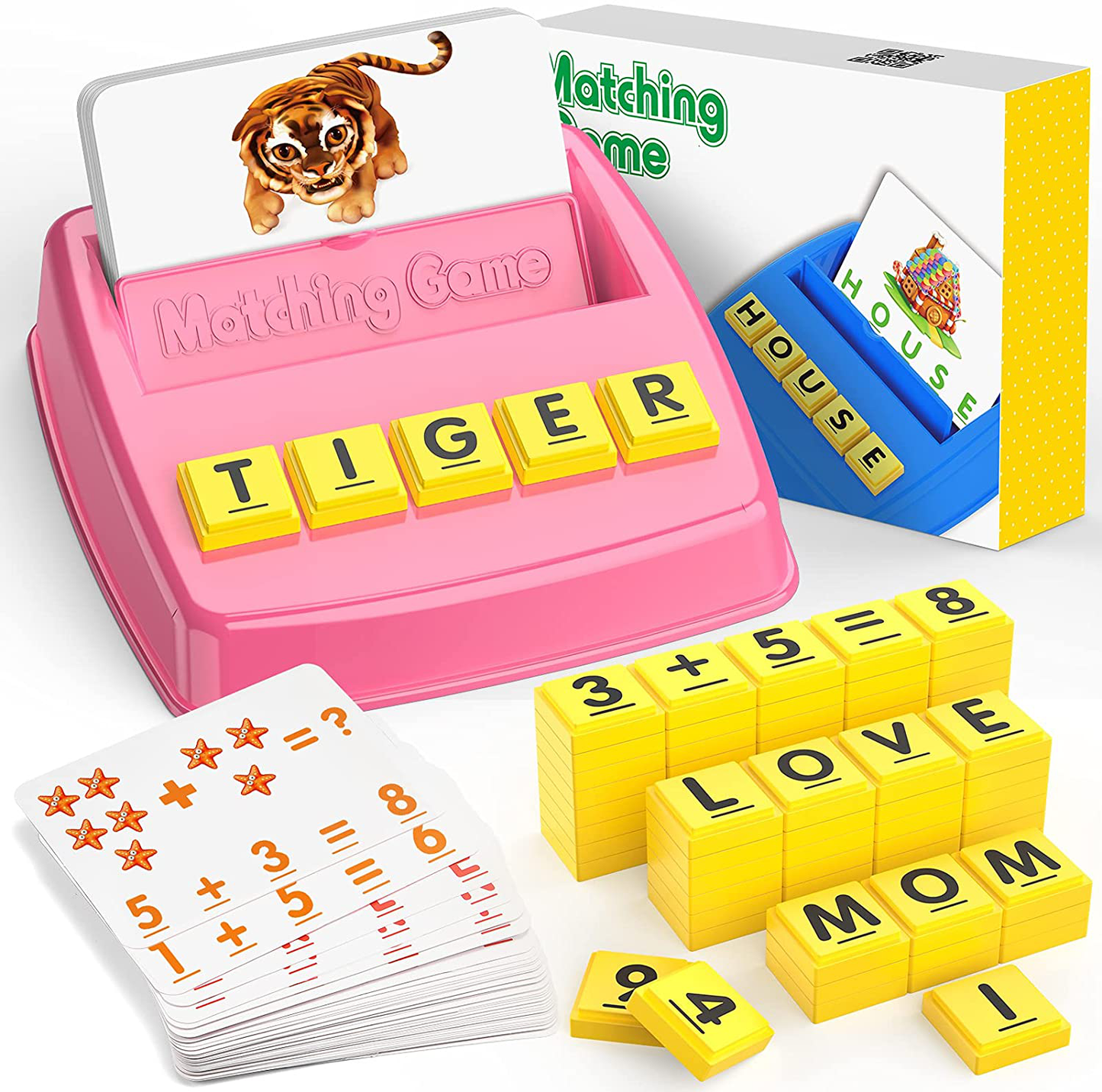 Birthday Gifts for Kids Age 2-8 Educational Toys for Toddlers Matching Letter Game Sight Words Learning Games for Preschoolers Learning Toys Alphabet Flashcards for Kids Stocking Stuffer Pink