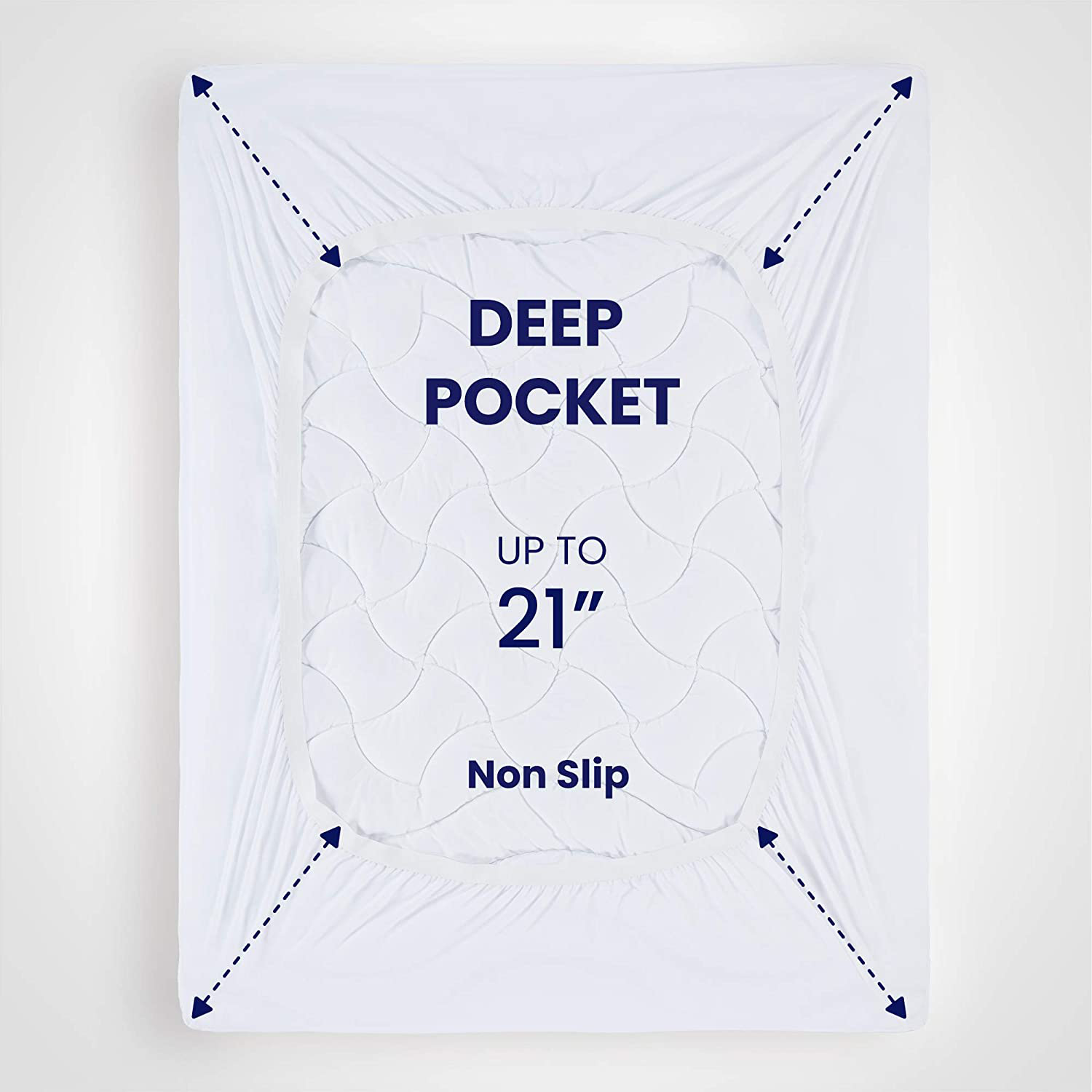 SLEEP ZONE Premium Mattress Pad Cover Cooling Overfilled Fluffy Soft Topper Zone Design Upto 21 inch Deep Pocket with Athletic Grade Elastic Skirt, White, Queen