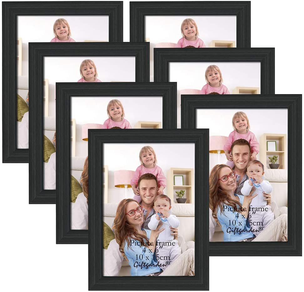 Giftgarden 4x6 Picture Frames Set of 7, Multi 4 by 6 Photo Frame for Wall or Tabletop Display, Black