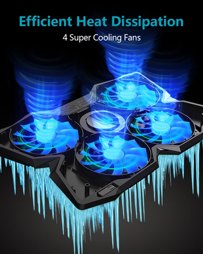 Laptop Cooling Pad, Gaming Laptop Cooler Stand with 4 Silent Big Fans for Notebook, Stable Cooling Pad for Laptop, 2 USB Powered Fan Compatible up to 17”, Control Fan Speed for PC, 2020 New (Blue)