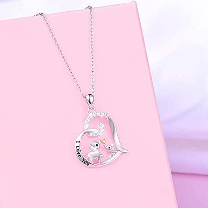 Mother Daughter Necklace Gifts - Elephant Pendant Necklaces for Mom Daughter Birthday Mothers Day Gifts for Women Girls