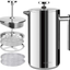 Secura French Press Coffee Maker, 304 Grade Stainless Steel Insulated Coffee Press with 2 Extra Screens, 50oz (1.5 Litre), Silver