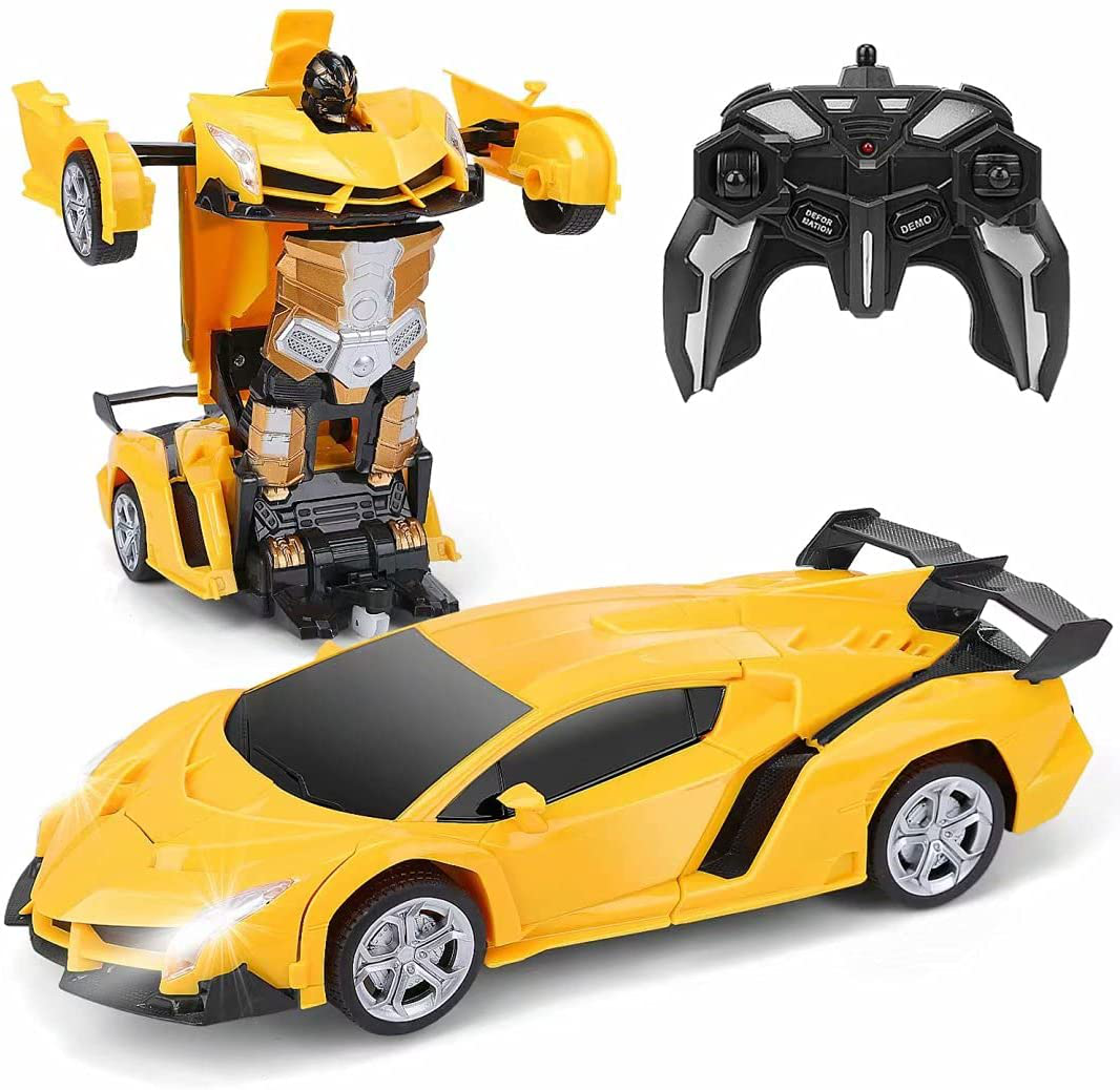 FIGROL Transform Car Robot, Independent 2.4G Robot Deformation Car Model Toy for Children, Transforming Robot Remote Control Car with One Button Transformation & 360 Speed Drifting 1:18 Scale