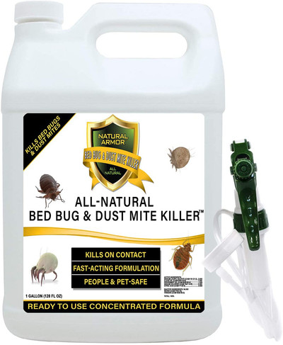 Bed Bug & Dust Mite Killer Natural Spray Treatment for Mattresses, Covers, Carpets & Furniture - Fast Extended Protection. Pet & Kids Safe - No Toxins or Chemicals 128 oz Gallon