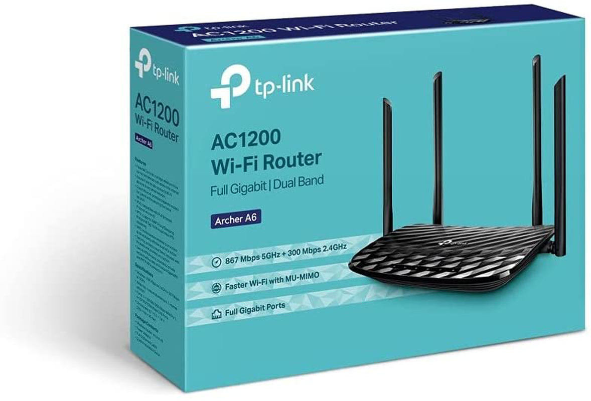 Tp-Link AC1200 Gigabit Wifi Router (Archer A6) - 5Ghz Dual Band Mu-Mimo Wireless Internet Router, Supports Guest Wifi and AP Mode, Long Range Coverage