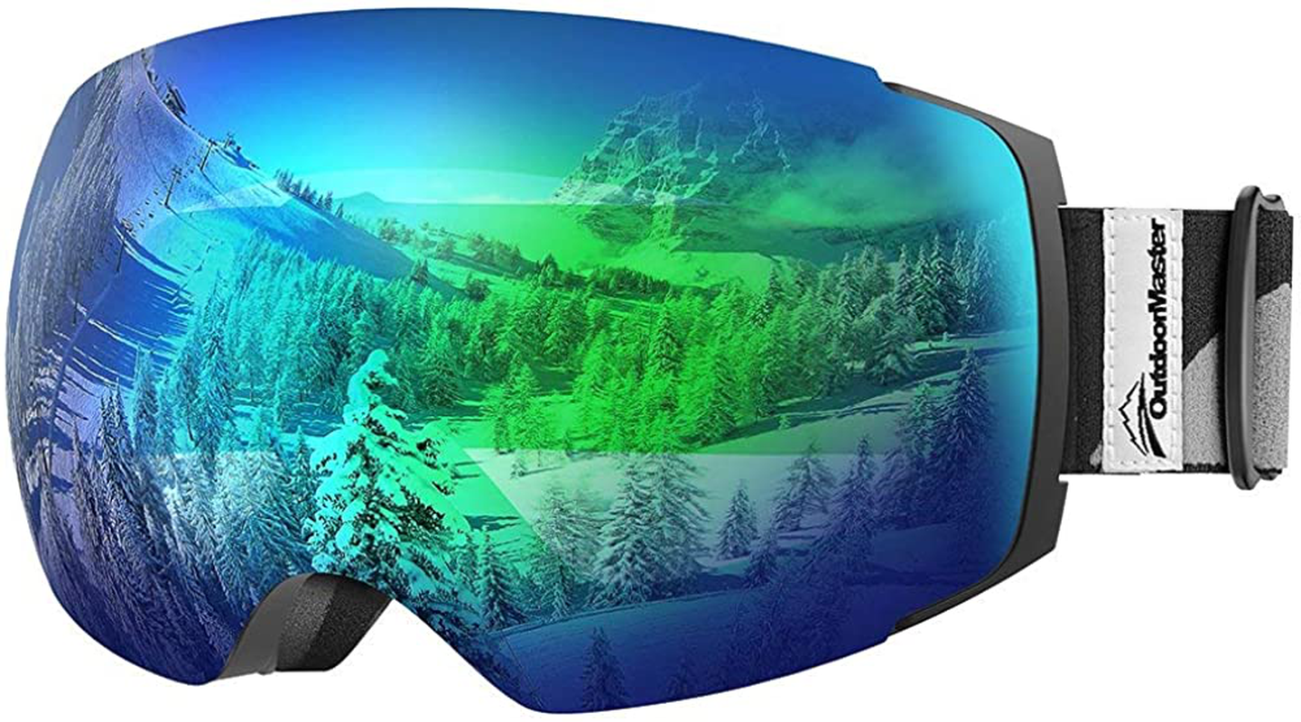 Outdoormaster Ski Goggles PRO - Frameless, Interchangeable Lens 100% UV400 Protection Snow Goggles for Men & Women