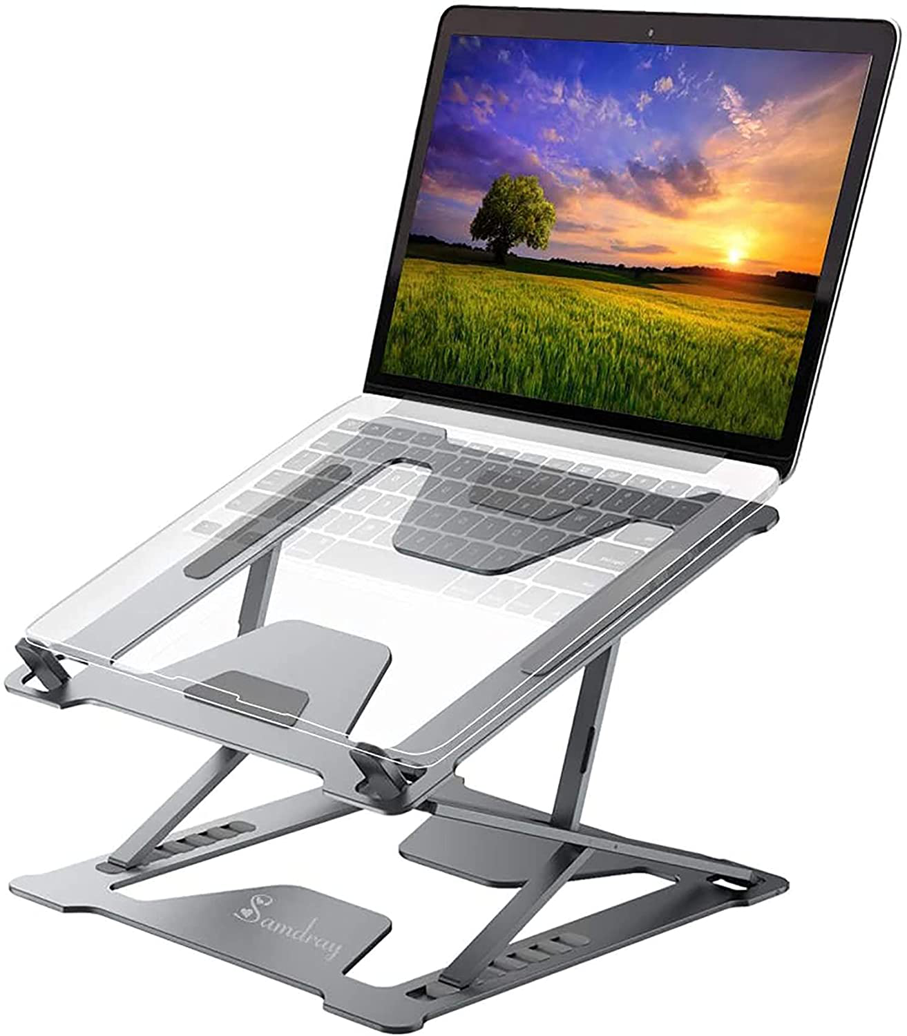 Laptop Stand, Foldable Portable Laptop Stand for Desk, Folding Laptop Stand Adjustable Height, Ergonomic Compatible with 11-17.3 ‘’Laptops