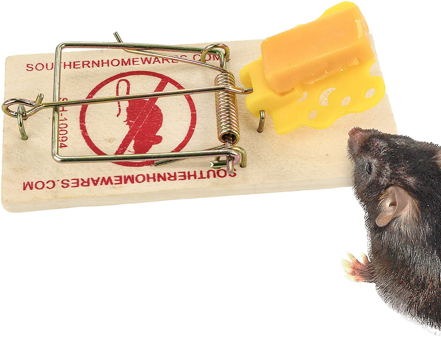 Southern Homewares Wooden Snap Mouse Trap Spring Action with Expanded Cheese Shaped Trigger 12 Pack