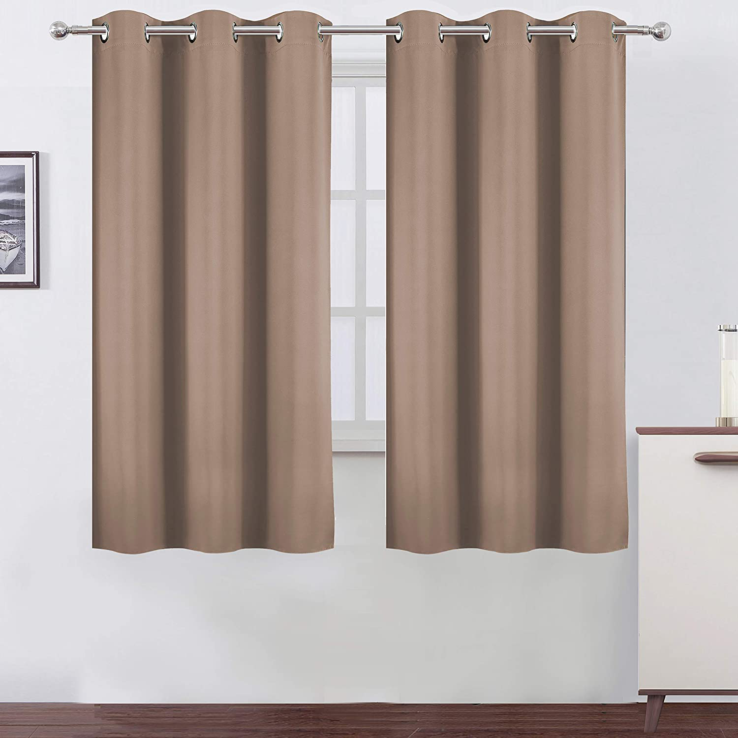 LEMOMO Cappuccino Thermal Blackout Curtains/38 x 63 Inch/Set of 2 Panels Room Darkening Curtains for Bedroom