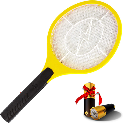 ASISNAI Bug Zapper 18" Electric Fly & Mosquito Swatter Racket - Outdoor/Indoor Killer for Flies, Battery-Operated Tennis Killing Zap, 3000 Volts Electronic Catcher, 2 AA Batteries Included - Red