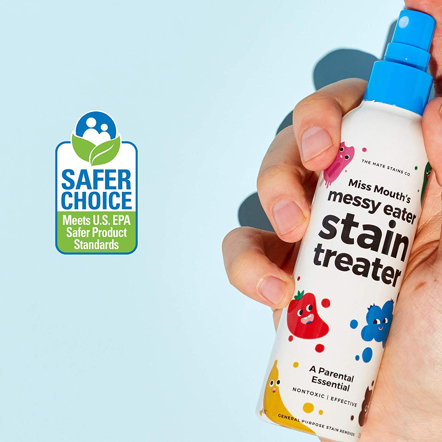 Miss Mouth’s Messy Eater Non-Toxic Baby and Kids Stain Remover for Clothing, Carpet, Fabric, and Upholstery. Kid Tested and Mom Approved (120ml, 4 oz Spray Bottle)