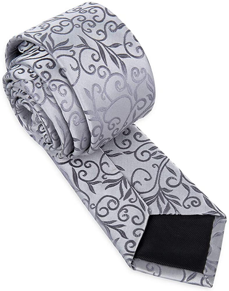 Newland Men's Handmade Silk Regular Width Necktie with Cufflinks Pocket Square and 3'' Tie Clip - In a Gift Box