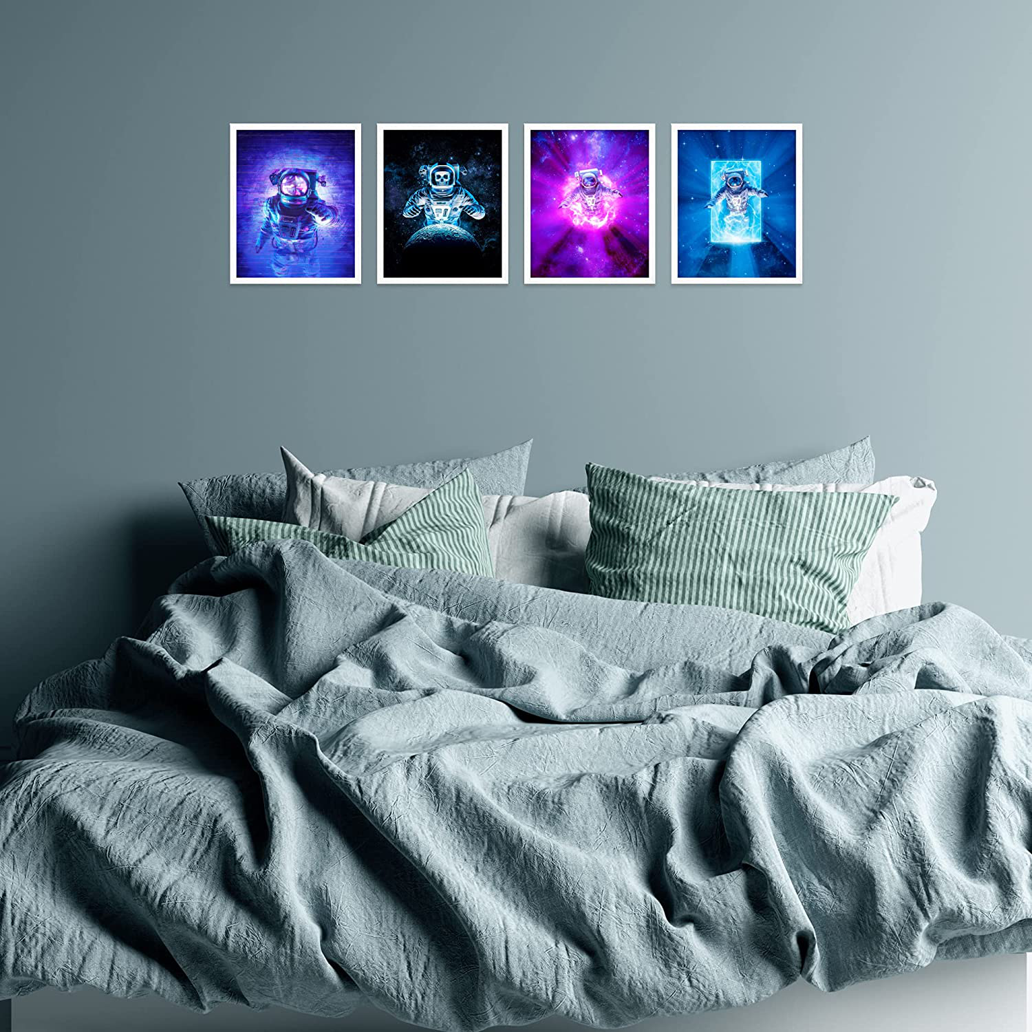 Space Wall Decor - Space Poster, Set of 4 Space Wall Art Prints - Space Posters for Walls - Astronaut Wall Art, UNFRAMED, (8x10") - Space Wall Decor Kids, Kids Space Wall Art, Galaxy Art - Bright