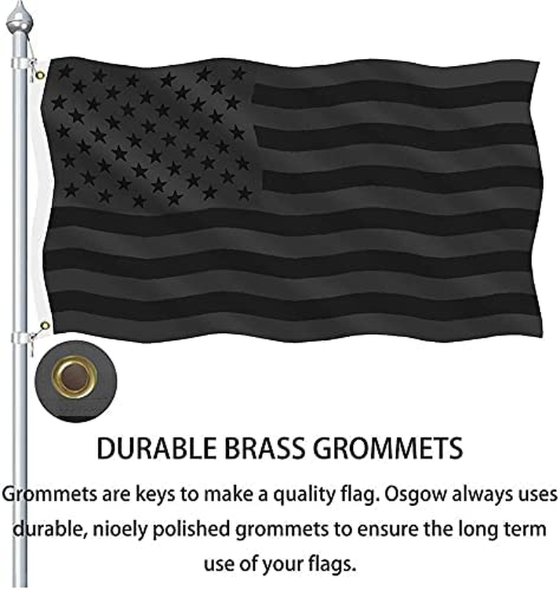 Black American Flag 3X5 Ft Black USA Flag, Brass Grommets Black American Flags, Durable & Fade Resistant Black US Flag for All Weather, Outdoor Fly American Black Flag, Car, Farm