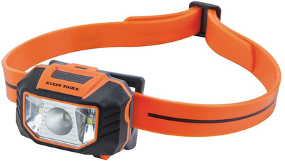 Klein Tools 56220 LED Light, Hard Hat Headlamp, Flood and Spot Light Tilts 45 Degrees, Anti-Slip Strap, for Work and Outdoor Hiking, Camping