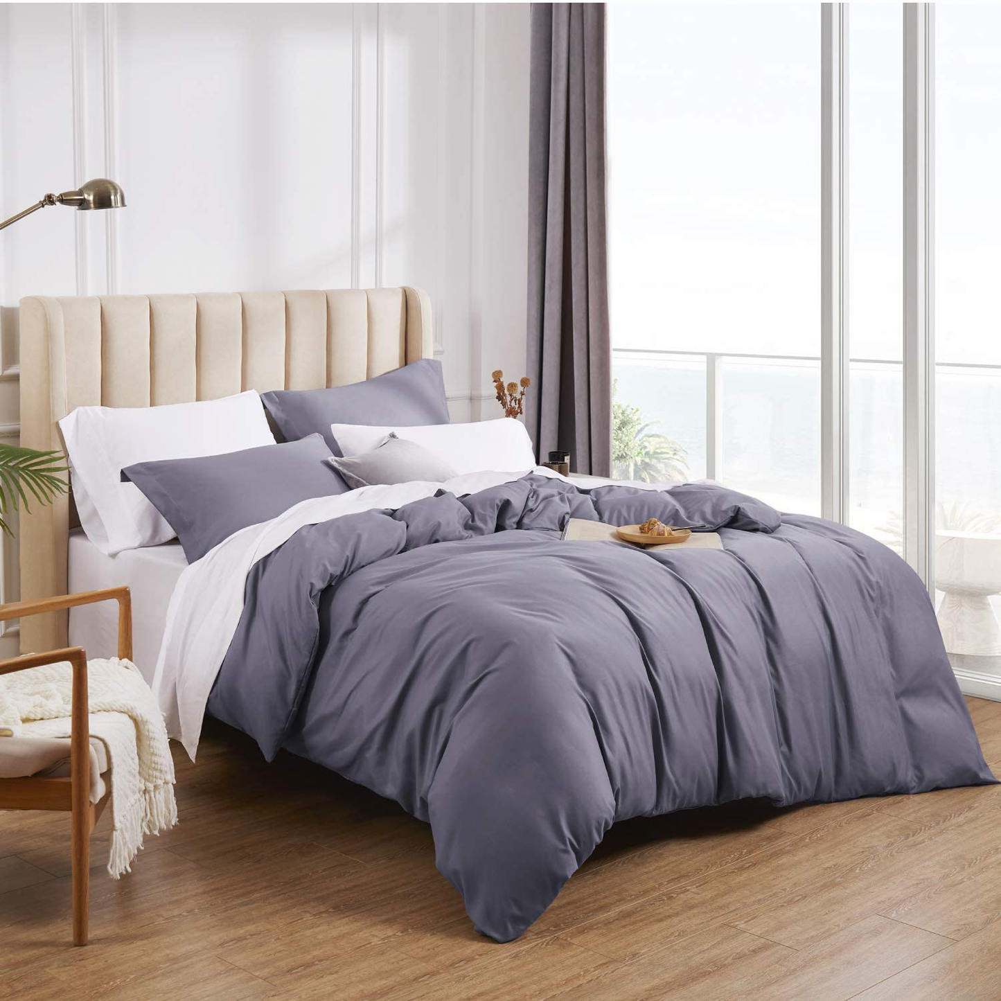 Bedsure Purple Duvet Cover King Size - Brushed Microfiber Soft King Duvet Cover Set 3 Pieces with Zipper Closure, 1 Duvet Cover 104x90 inches and 2 Pillow Shams