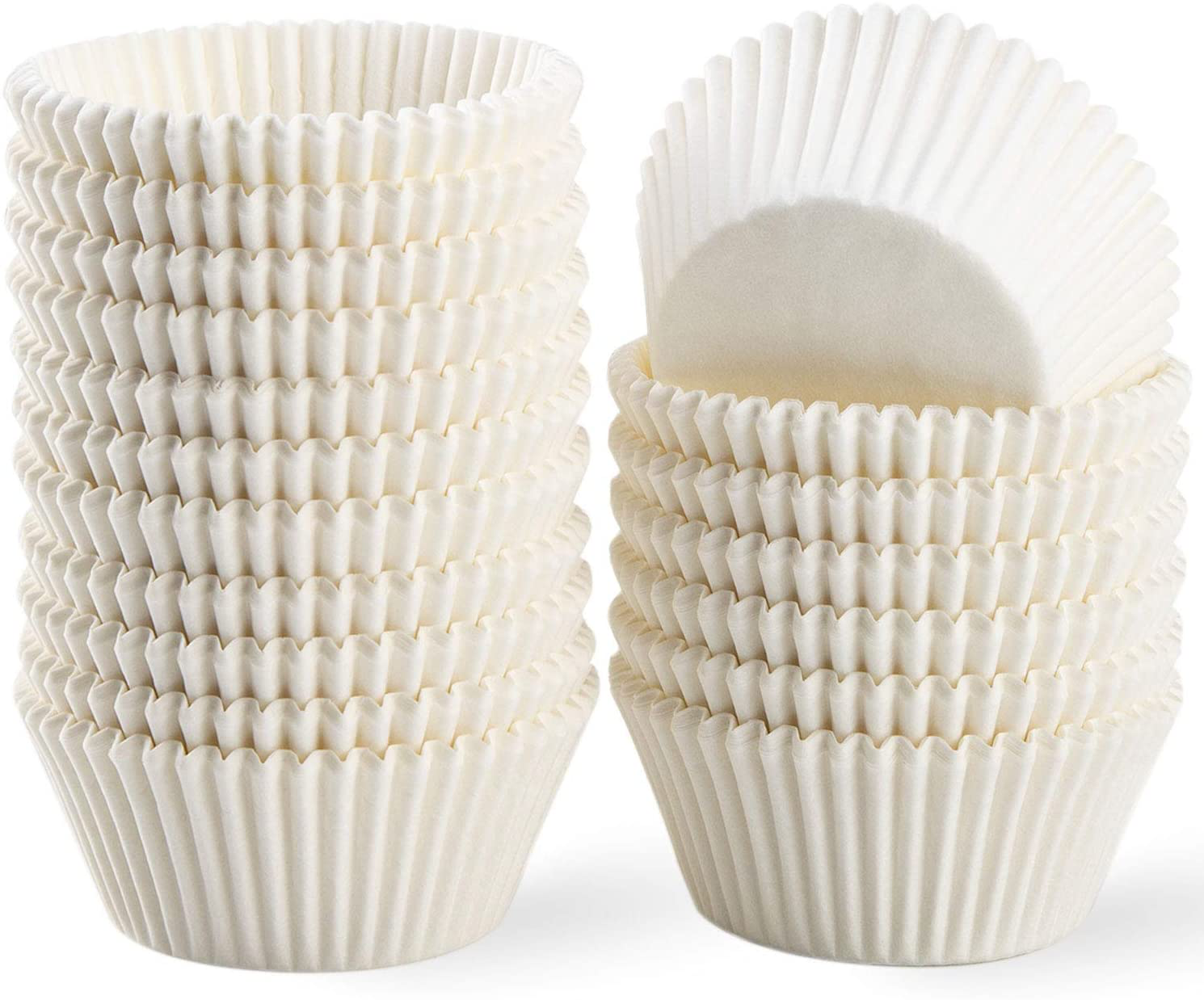 Caperci Standard White Cupcake Liners 500 Count, No Smell, Food Grade & Grease-Proof Baking Cups Paper