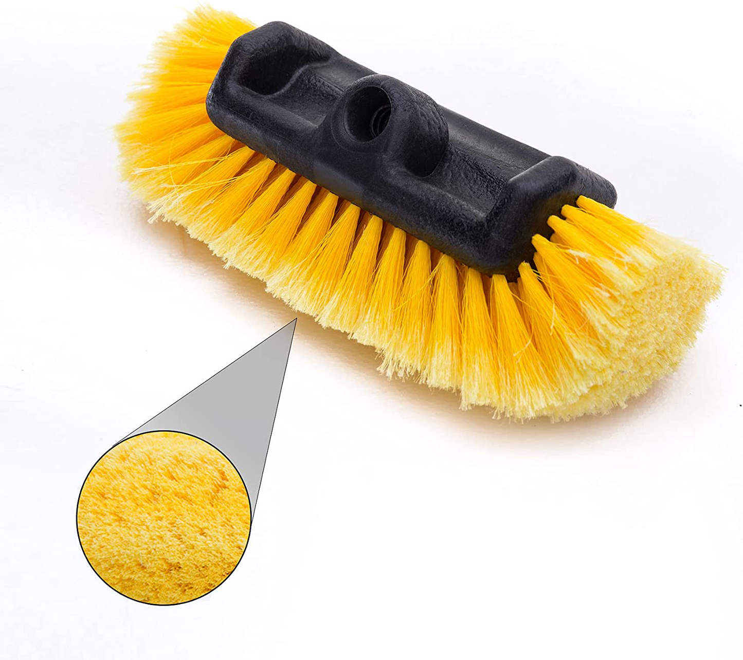 Car Wash Brush with Long Handle(5FT-12FT),12" Yellow Brush Head,Water Flow Extension Pole with an ON/OFF Switch,Car Washing Brush with Hose Attachment for Car,Truck,SUV,RV and Other Surface Cleaning