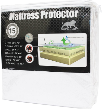 SUPERIOR Twin Waterproof Mattress Protector 100% Cotton,Hypoallergenic Protection