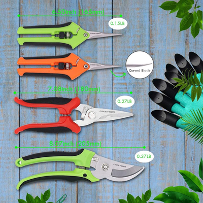 5 Pack Garden Pruners Hand Pruning Shears Gardening Tools Include Tree Trimmers Secateurs,Flower Scissors,Heavy Duty Hand Pruner and Soil Gloves, Bonsai Scissors Clippers Set Kit for Gardening