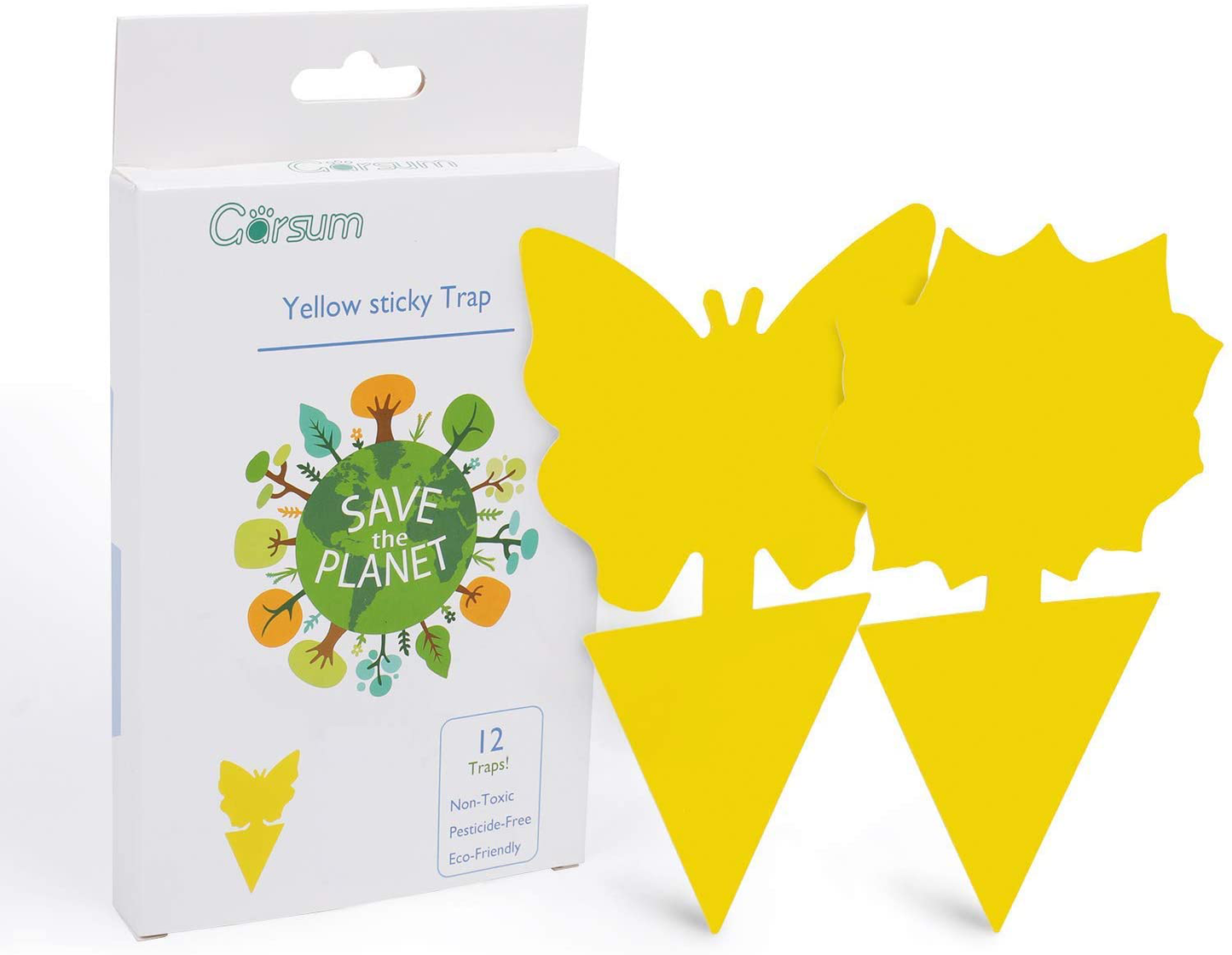 Garsum Sticky Trap,Fruit Fly and Gnat Trap Yellow Sticky Bug Traps for Indoor/Outdoor Use - Insect Catcher for White Flies,Mosquitos,Fungus Gnats,Flying Insects - Disposable Glue Trappers(12 pcs)