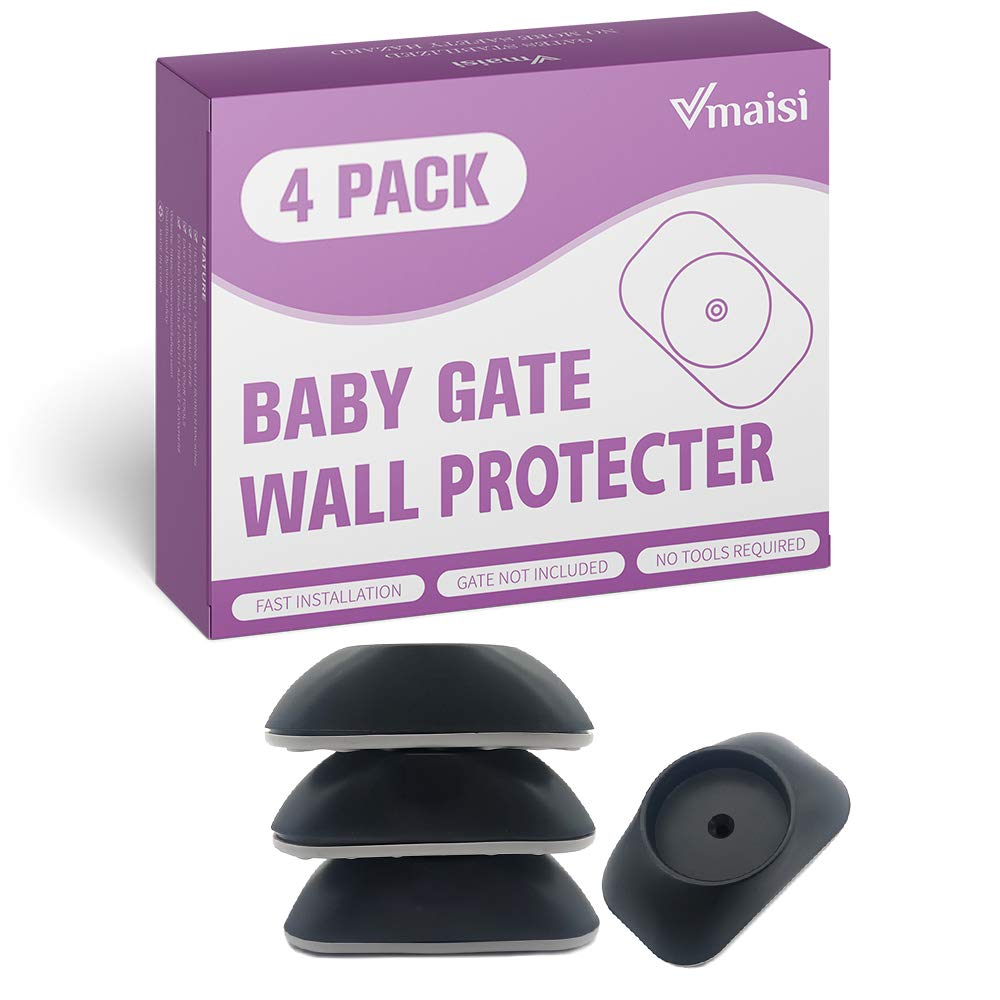 Baby Gate Wall Cup Protector Make Pressure Mounted Safety Gates More Stable - Wall Damage-Free - Fit for Doorway, Door Frame, Baseboard - Work on Dog & Pet Gates (Black)