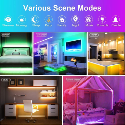 Waterproof Flexible Color Changing RGB SMD 5050 - LED Strip Light Kit with 44 Keys IR Remote Controller and 12V Power Supply