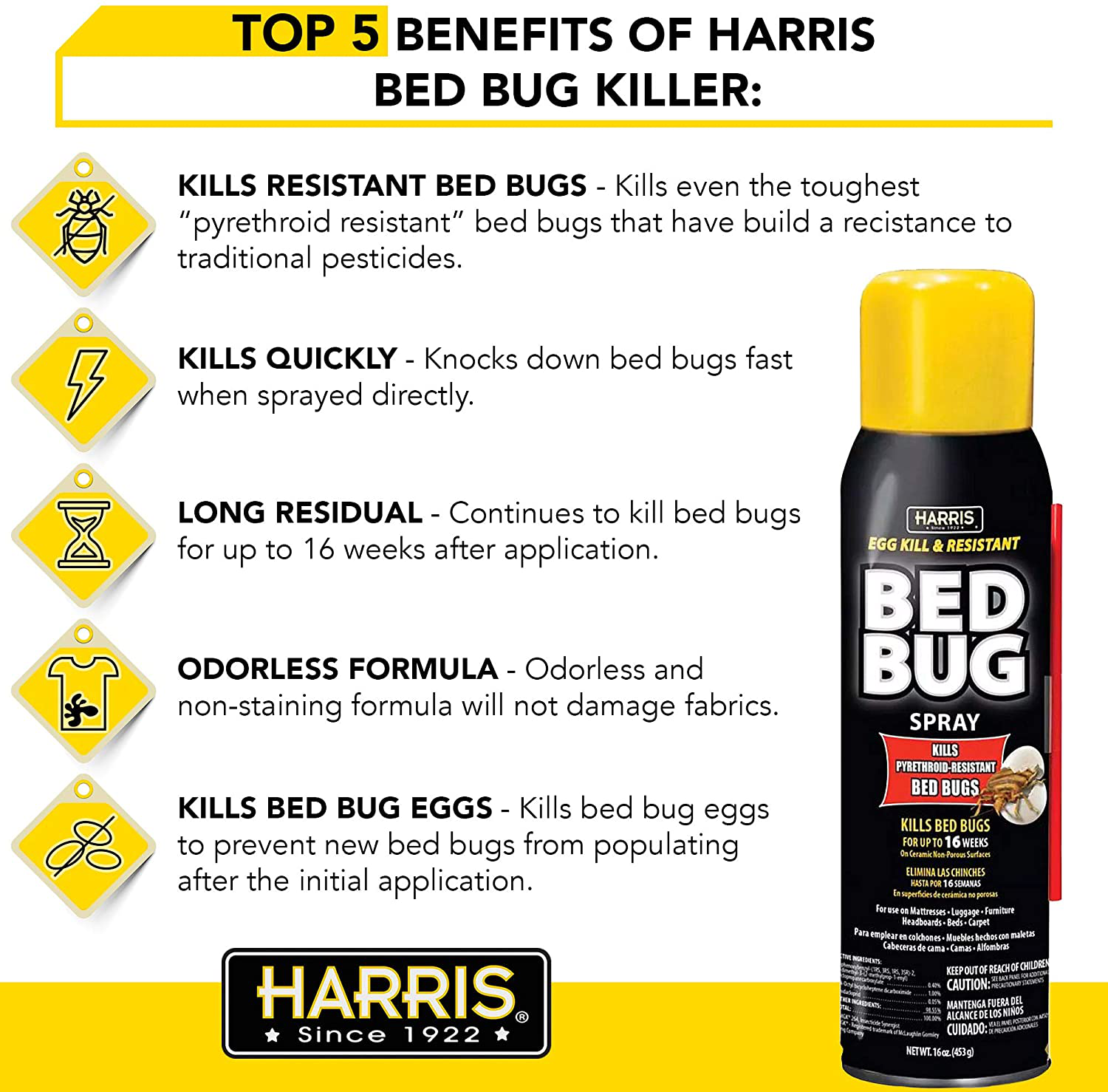 Harris Toughest Bed Bug Killer, 16oz Aerosol Spray