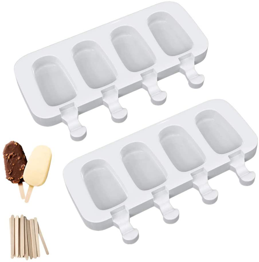 Ouddy Upgrade 2 Pack Large Popsicle Molds, Ice Cream Mold & Silicone Cakesicle Molds with 50 Wooden Sticks & 30 Popsicle Bags for DIY Ice Pop and Cake