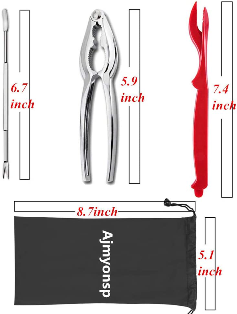 Ajmyonsp Crab Leg Crackers and Tools 12-Piece Lobster Crackers and Picks Set, Seafood Crackers & Forks Nut Cracker Set - Dishwasher Safe