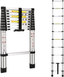 (8.5Ft/2.6M) Telescoping Ladders，En131Standards Multi-Purpose Folding Aluminum Extension Ladder