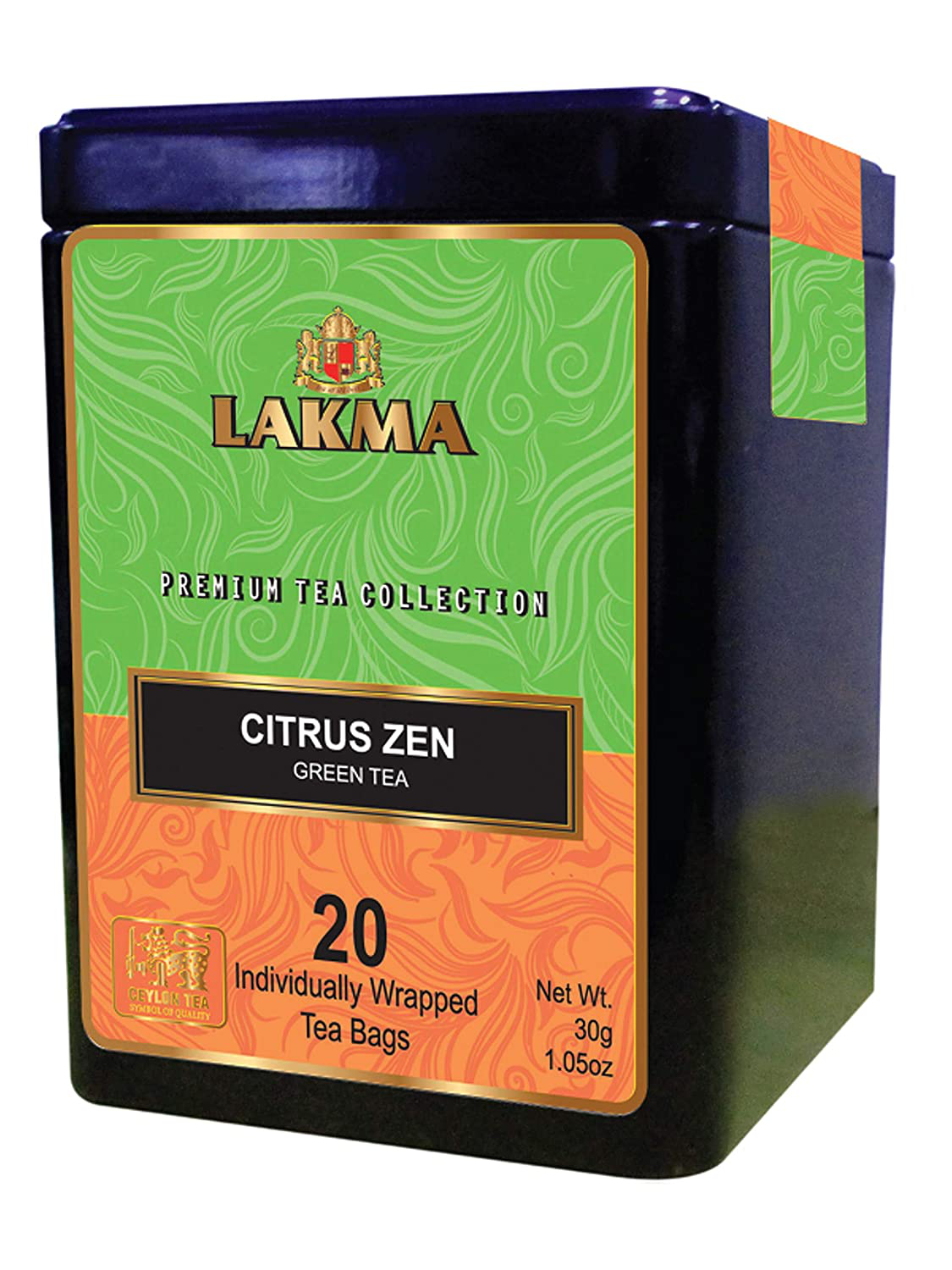 Lakma Premium Collection Citrus Zen Green Tea - 20 Tea Bags 100% Natural, Sugar Free, Gluten Free and Non-GMO)
