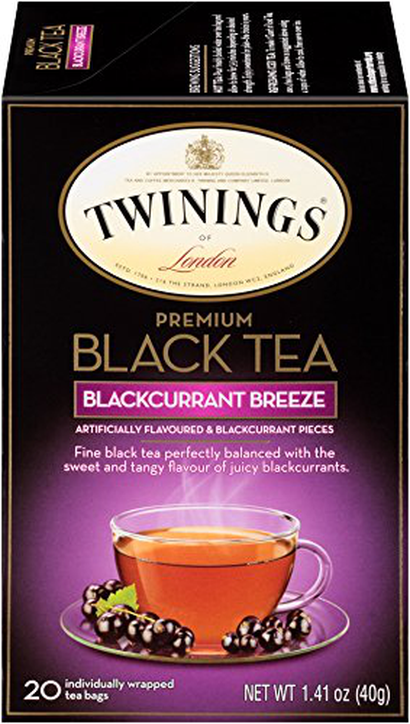 Twinings of London Blackcurrant Breeze Black Tea Bags, 20 Count (Pack of 6)