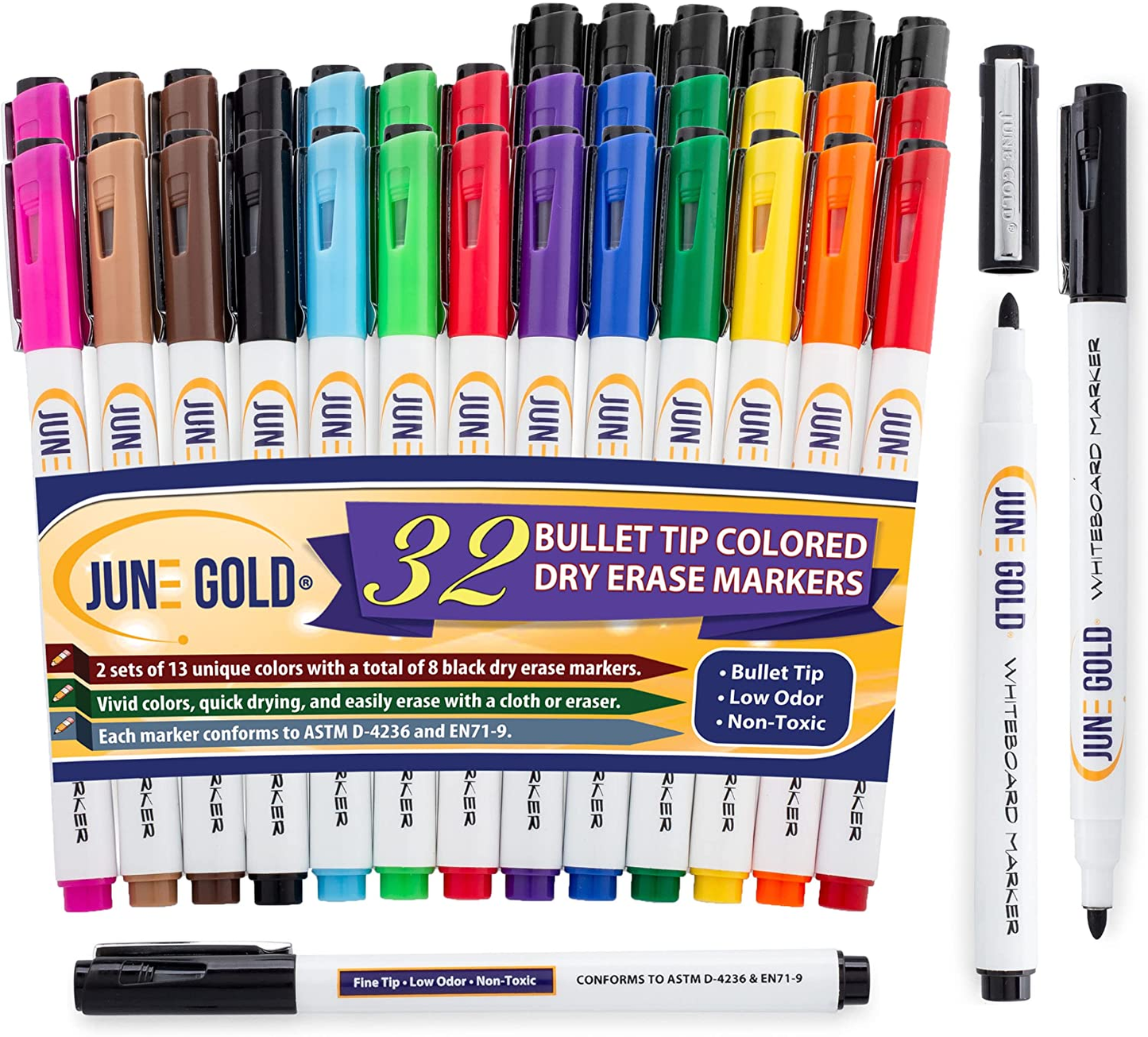 39 Assorted Colored Dry Erase Whiteboard Markers, 13 Unique Colors, Chisel Tip, Low Odor, Comfortable Grip & Vivid Lines